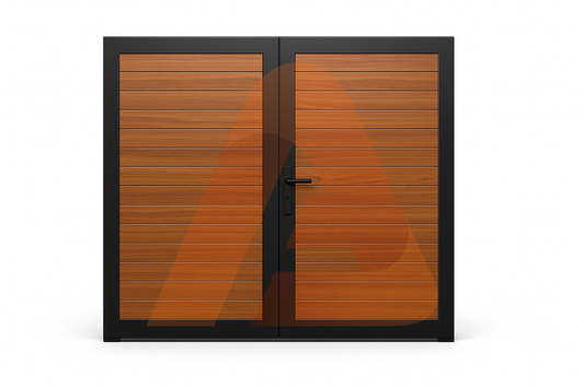 1bab3bc4 d406 47af 94d0 43fe3656e3b7 | Alu50 T&G woodgrain Contractor Line 12' x 6' Double Swing (HD DOUBLE GATE) | Aluglobusfence.com
