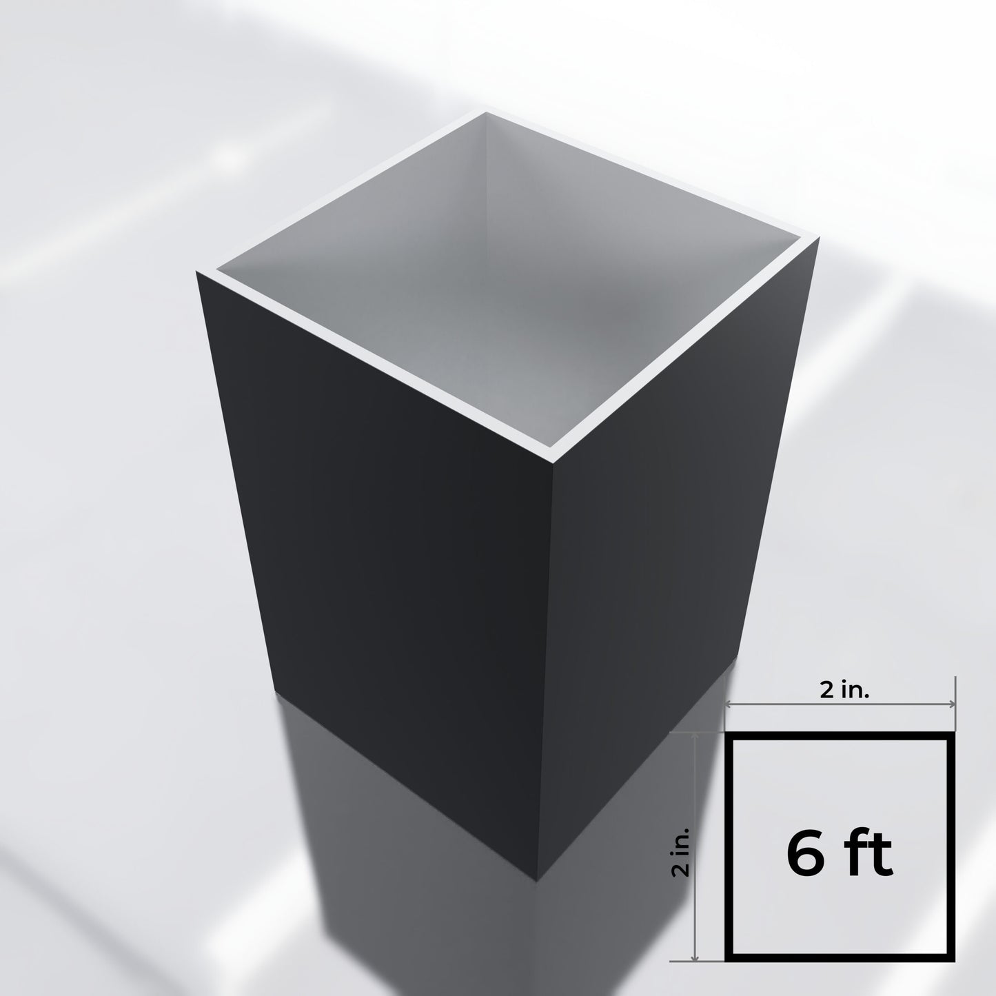2x2 Square Post 6ft Black