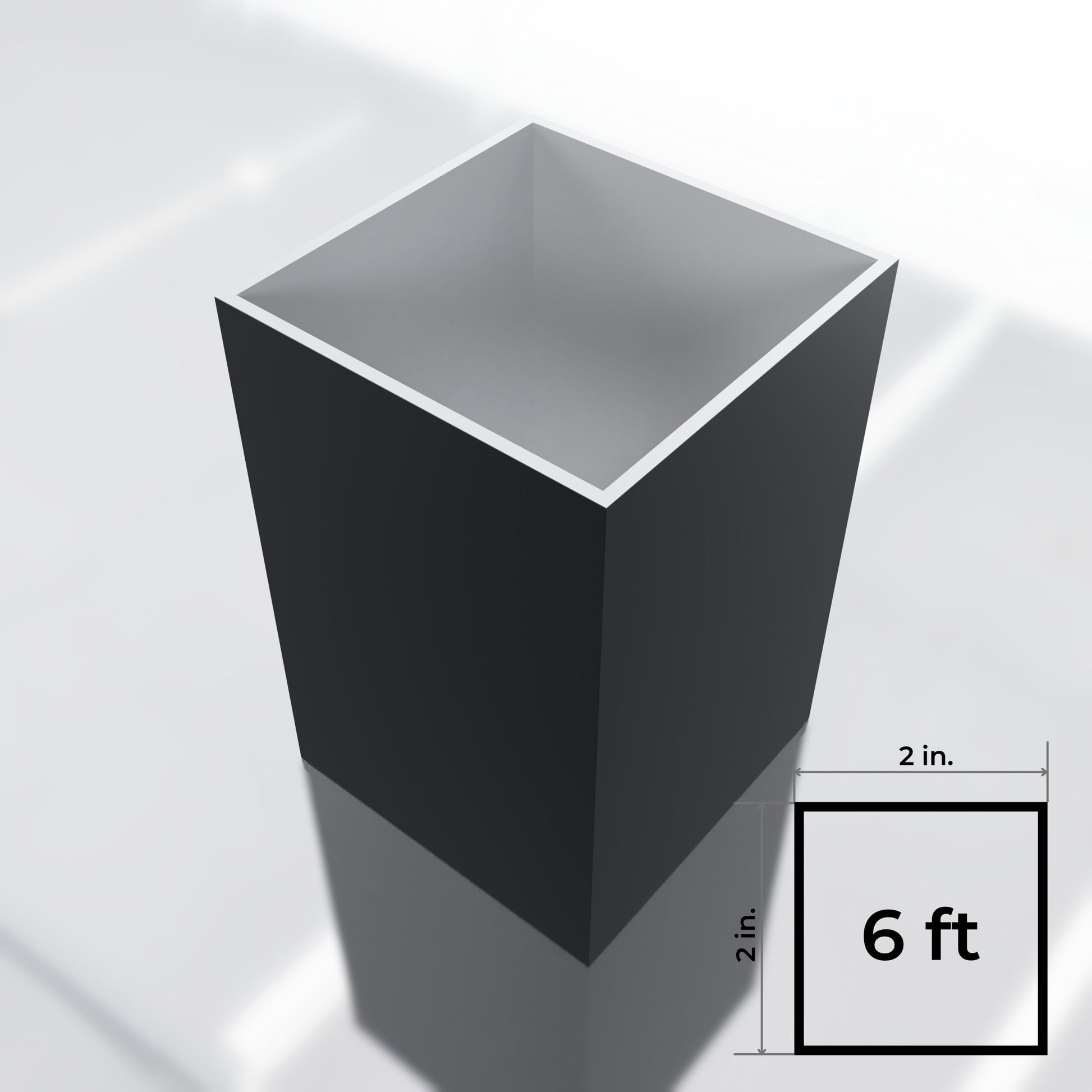 2x2 Square Post 6ft Black