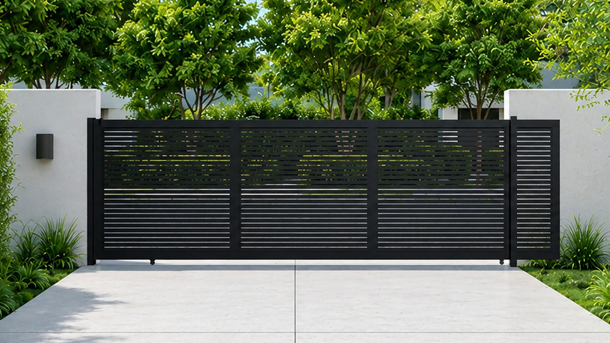 ALU 20 Horizontal GAP 38 Black 18X6 ft. Heav Duty Sliding Gate BL v2