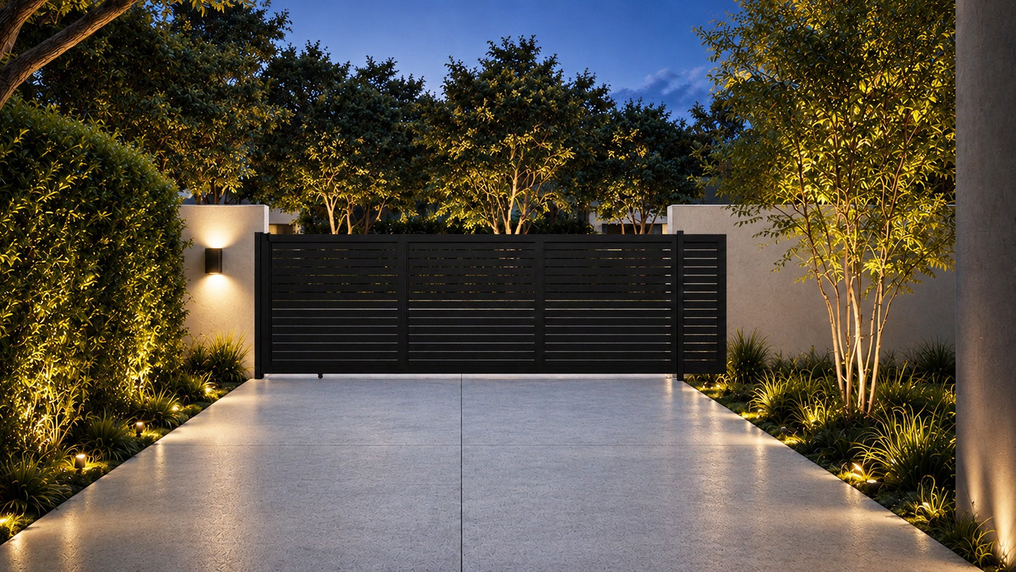 ALU 40 Horizontal GAP 38 Black 18X6 ft. Heav Duty Sliding Gate BL (Motorized)