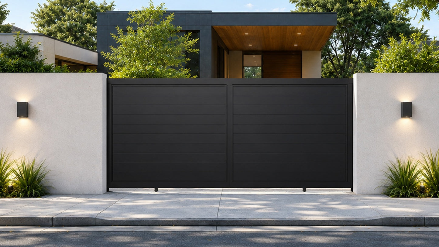 ALU 60 T&G Horizontal GAP 38 Black 12X6 ft. Heav Duty Sliding Gate BL (Motorized)