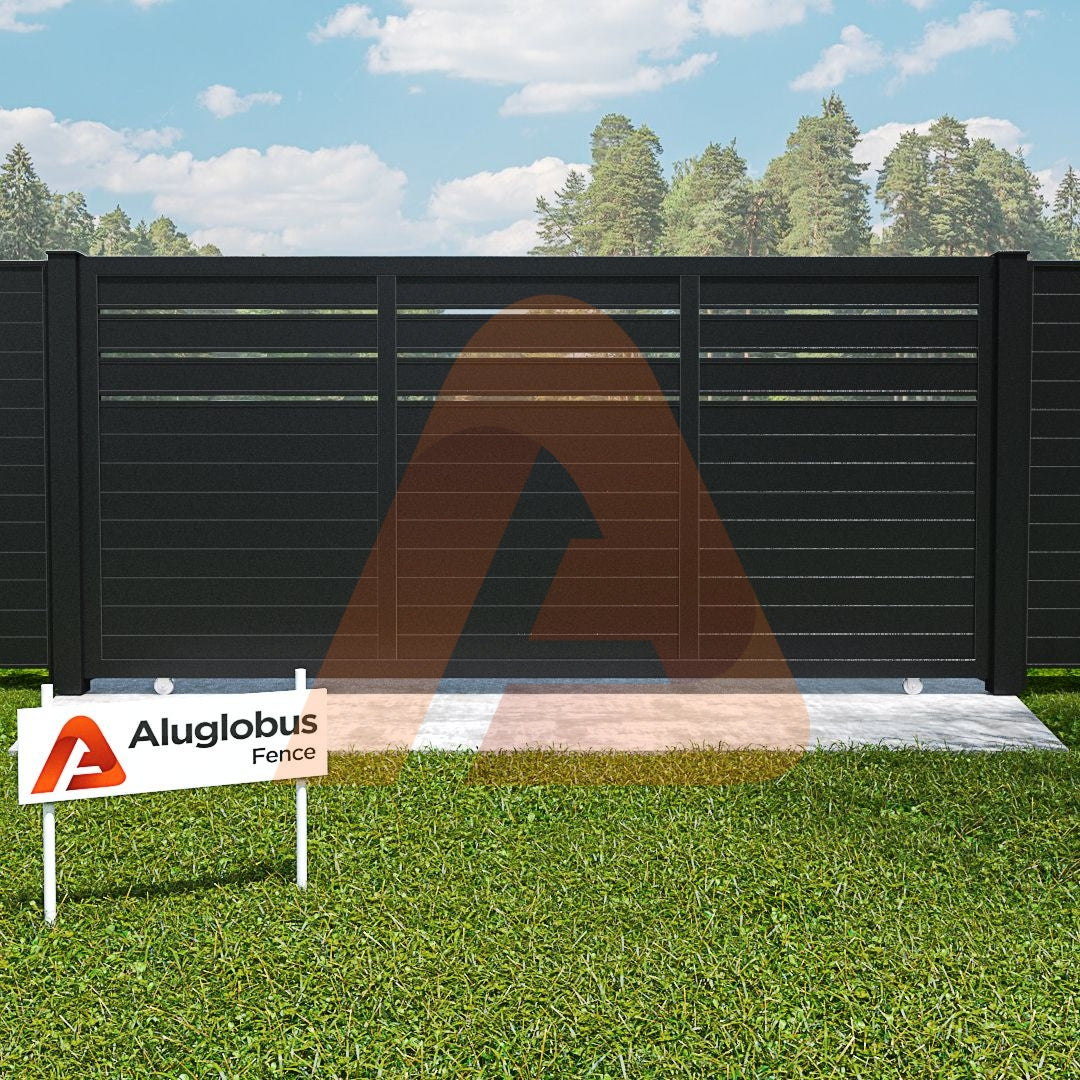 ALU60HorizontalDrivewayGate 1800x | Horizontal ALU 60 Tongue and Groove sliding gate Kit  - Heavy Duty Aluminum Design | Aluglobusfence.com