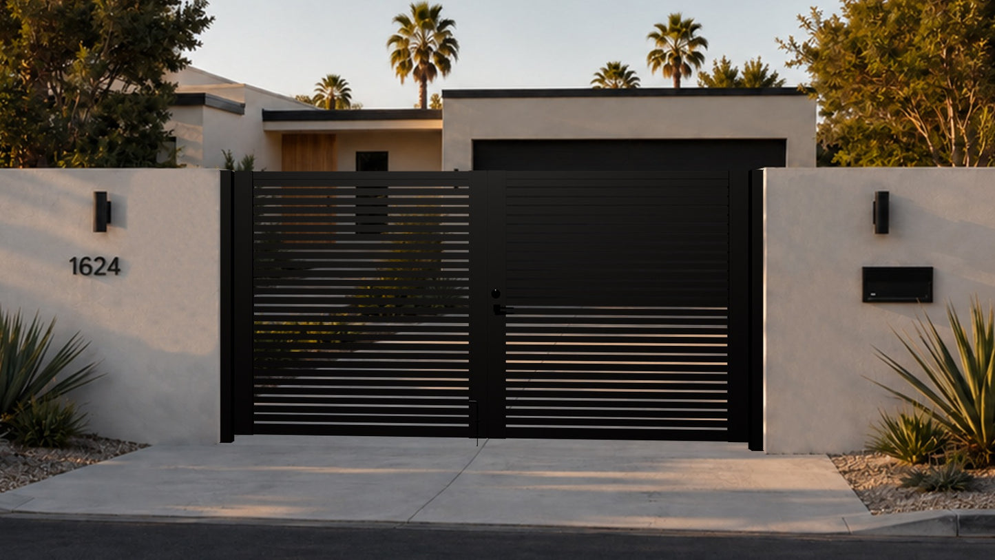 Alu 20 DIY 12x6 Pedestrian Gate wood like Black (Horizontal)