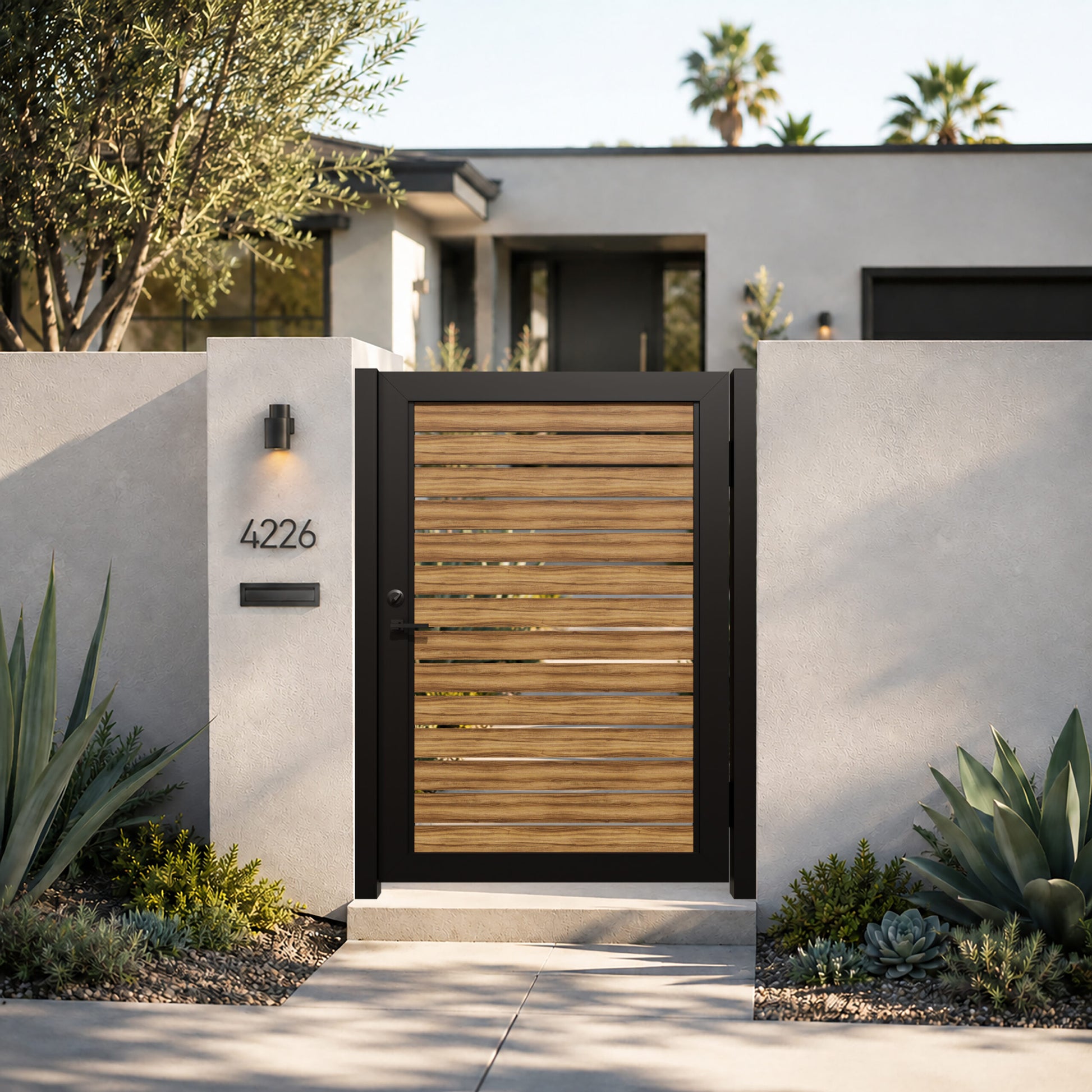 Alu 40 4x6 HD Pedestrian Gate Woodgrain Walnut