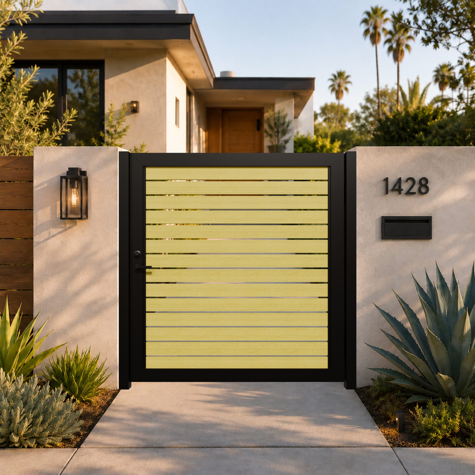 Alu 40 6x6 HD Pedestrian Gate Woodgrain Yellow Oak