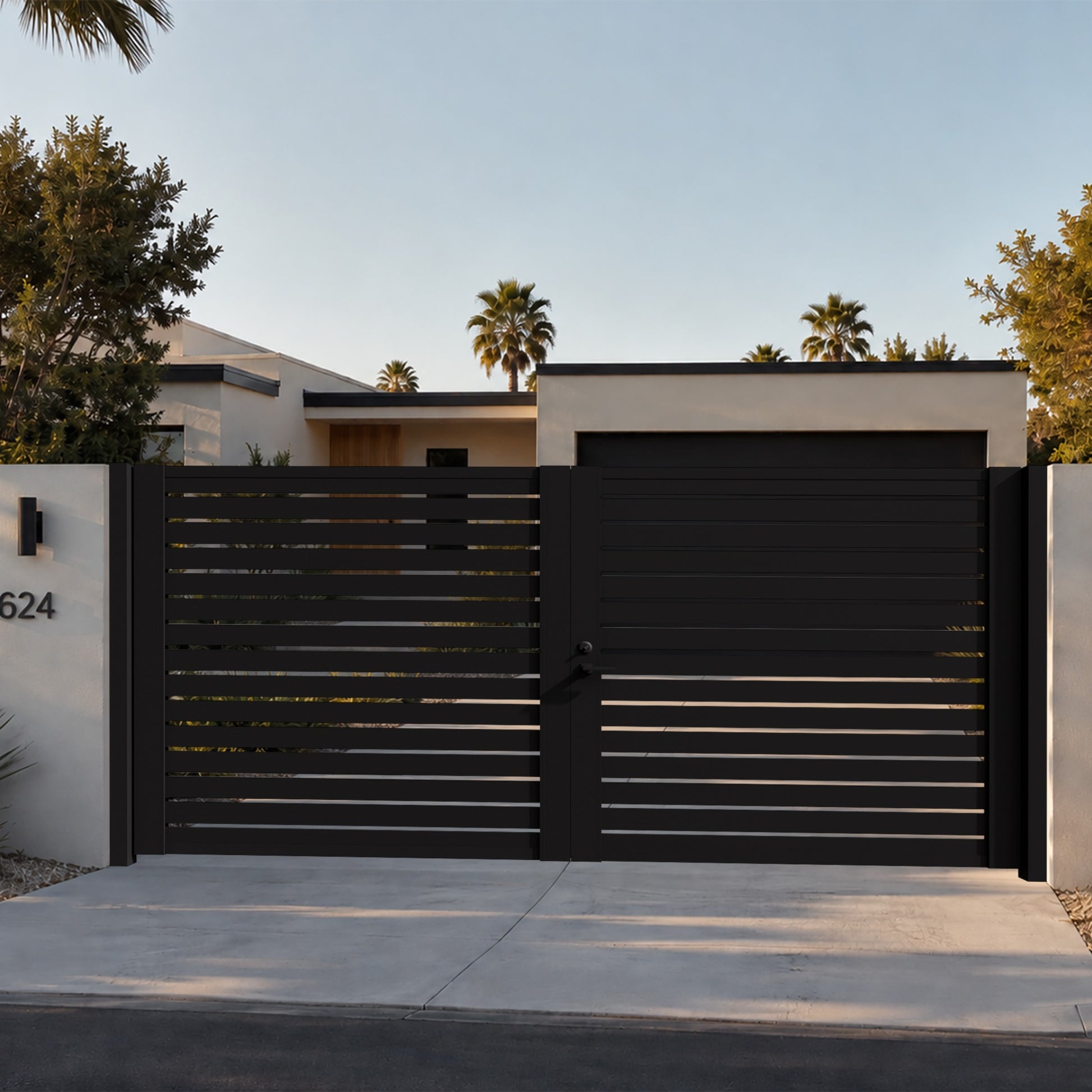 Alu 40 DIY 12x6 Pedestrian Gate Black (With Background) v2