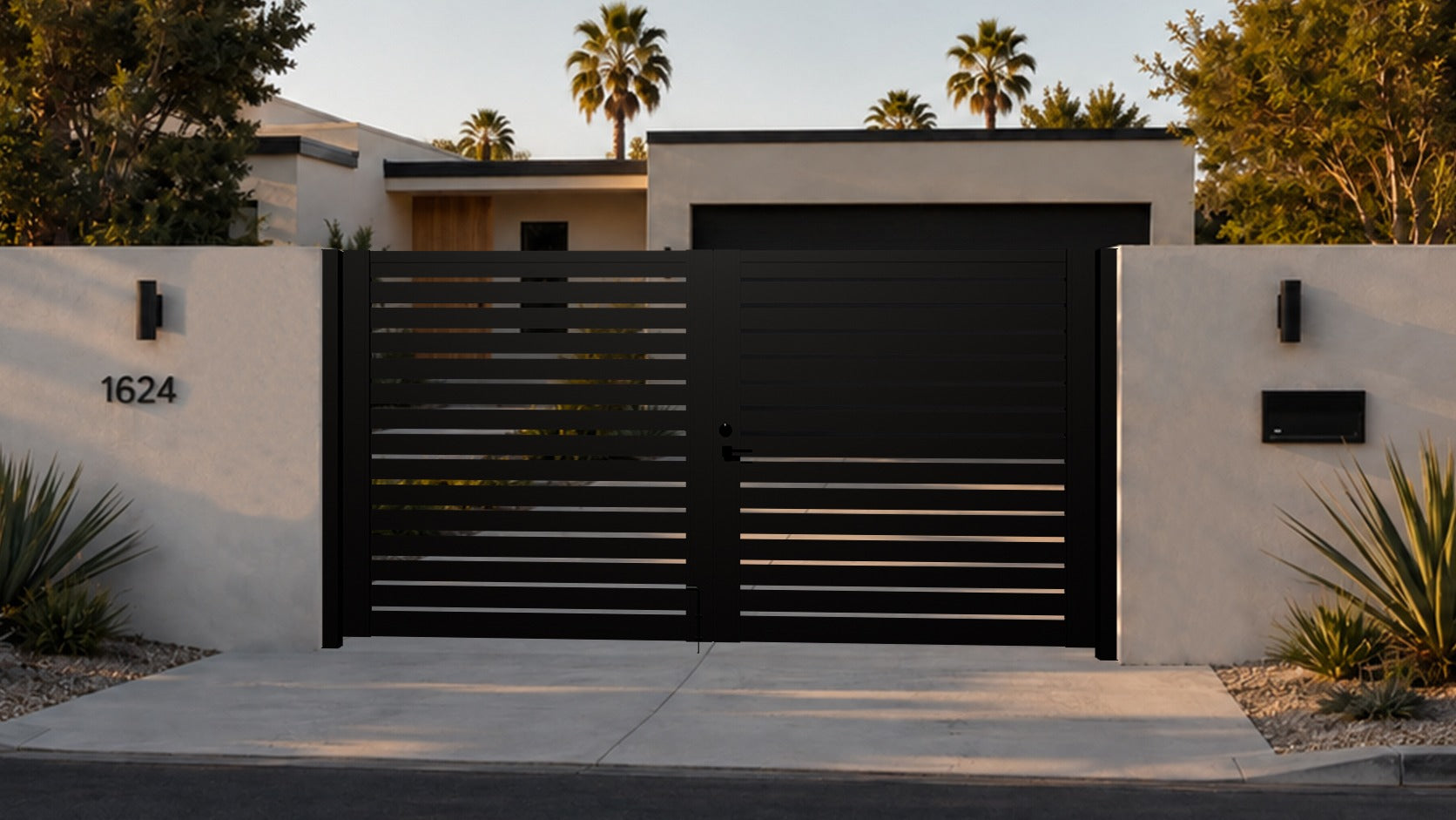 Alu 40 DIY 12x6 Pedestrian Gate wood like Black (Horizontal)