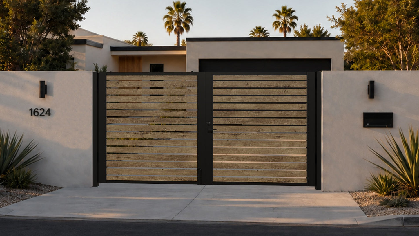 Alu 40 DIY 12x6 Pedestrian Gate wood like Woodgrain (Horizontal)