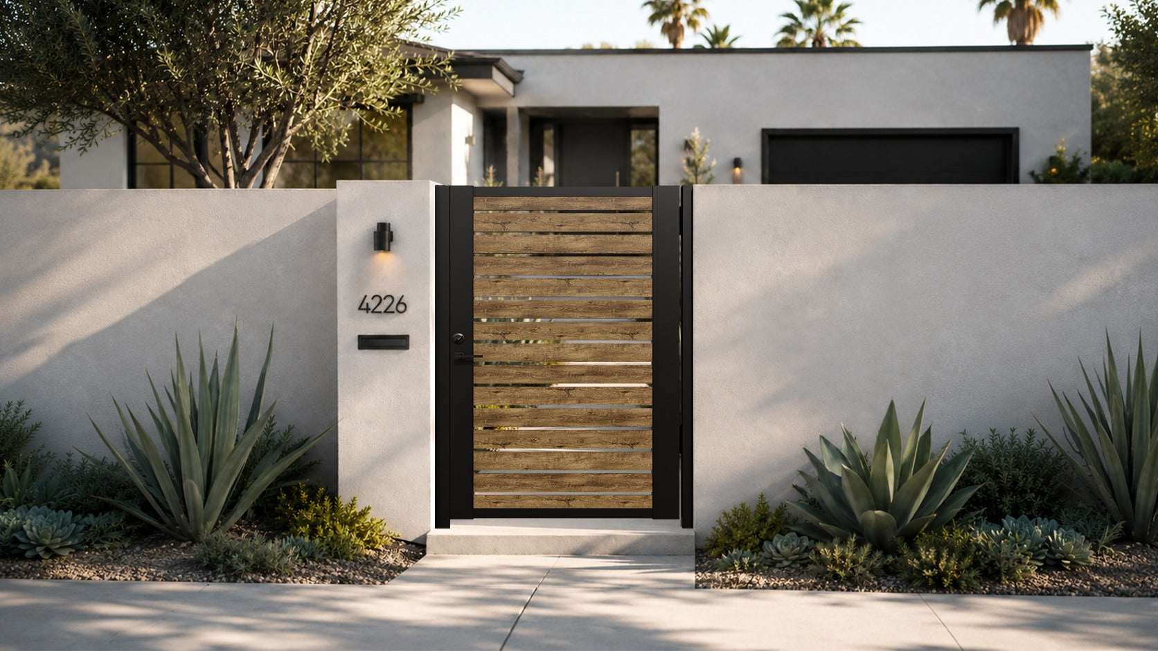 Alu 40 DIY Pedestrian Gate 4x6 ft Woodgrain (Horizontal)