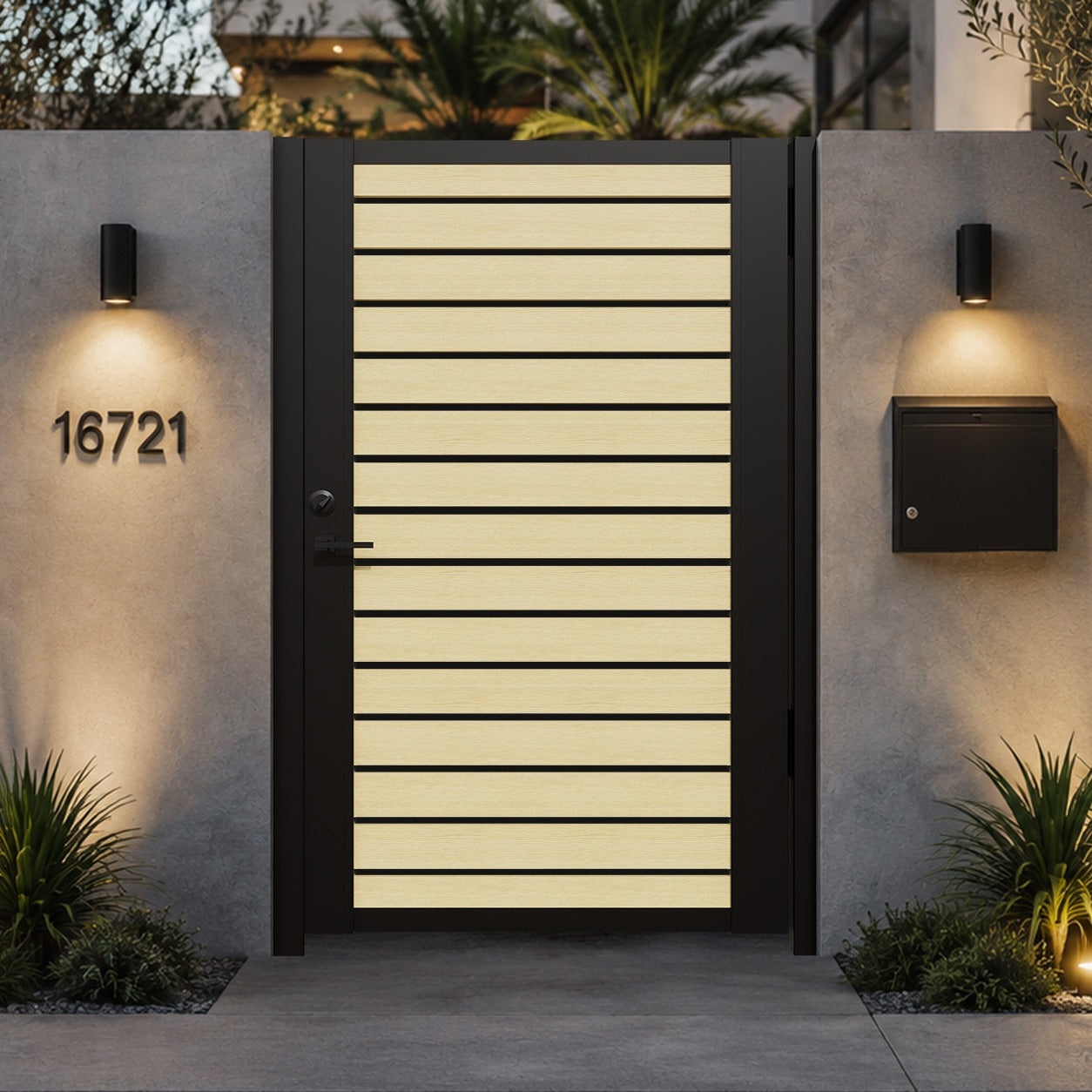 Alu 40 DIY Pedestrian Gate 4x6 ft Yellow Oak (With Background)