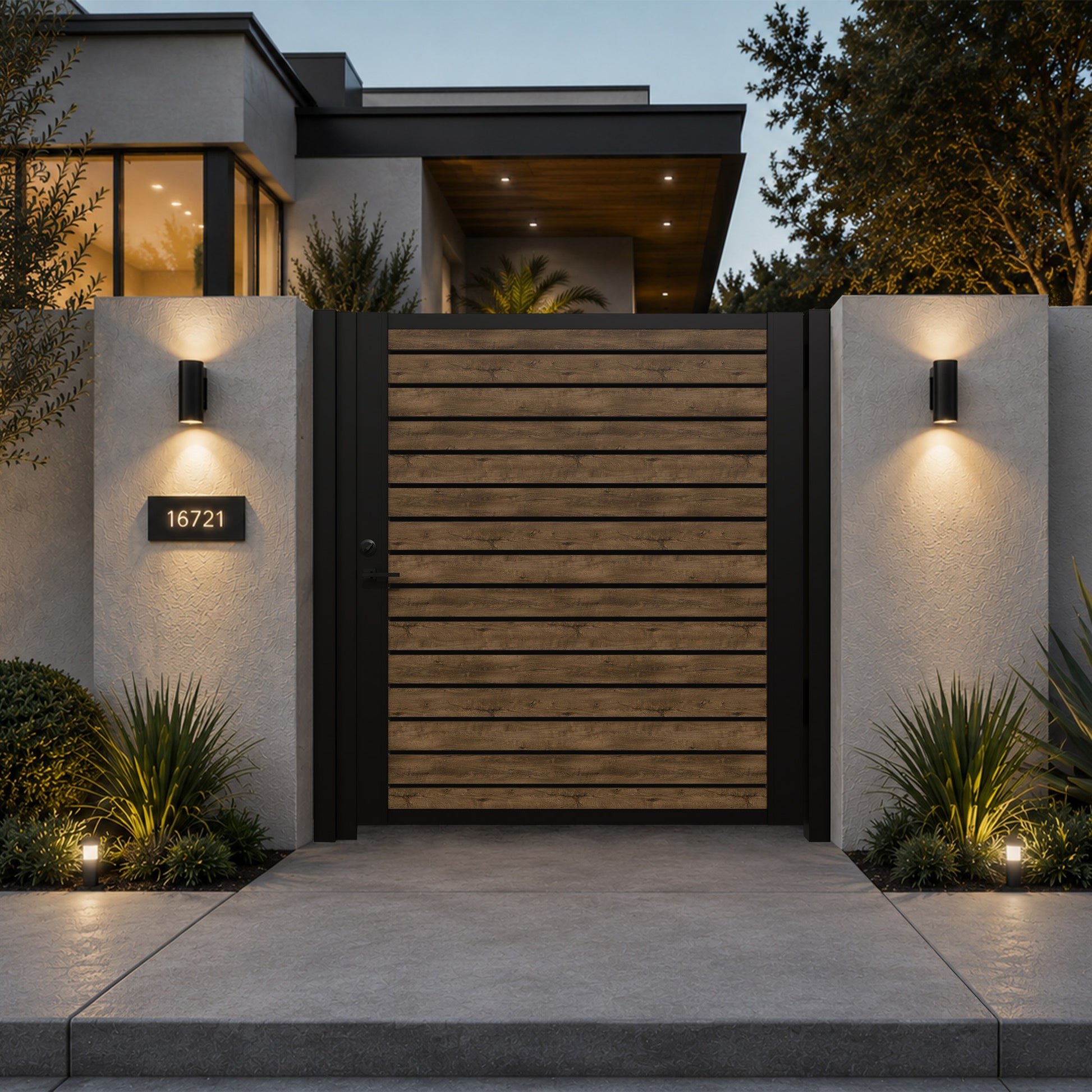 Alu 40 DIY Pedestrian Gate 6x6 ft Ipe (With Background)