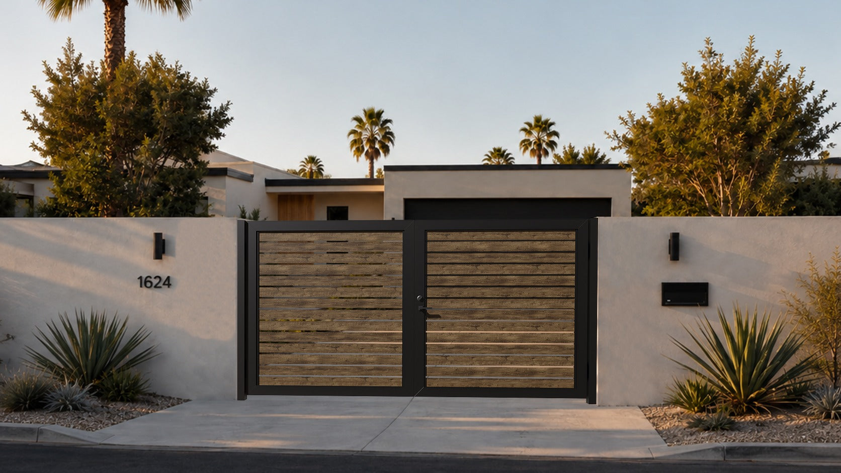 Alu 40 HD 12x6 Pedestrian Gate Wood like (Horizontal)