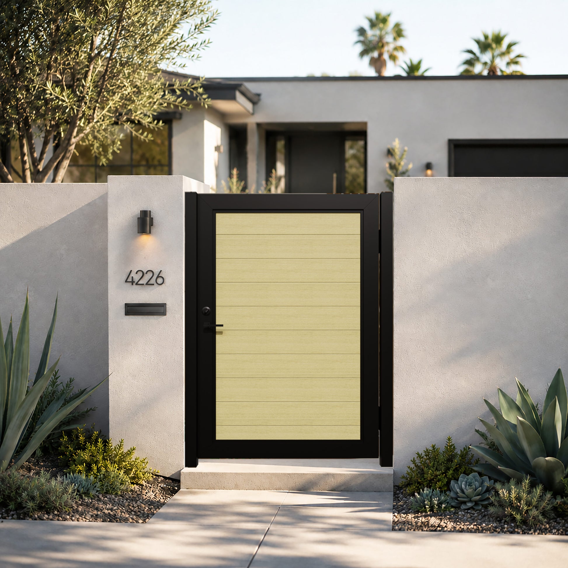 Alu 60 T&G 4x6 HD Pedestrian Gate Woodgrain Yellow Oak