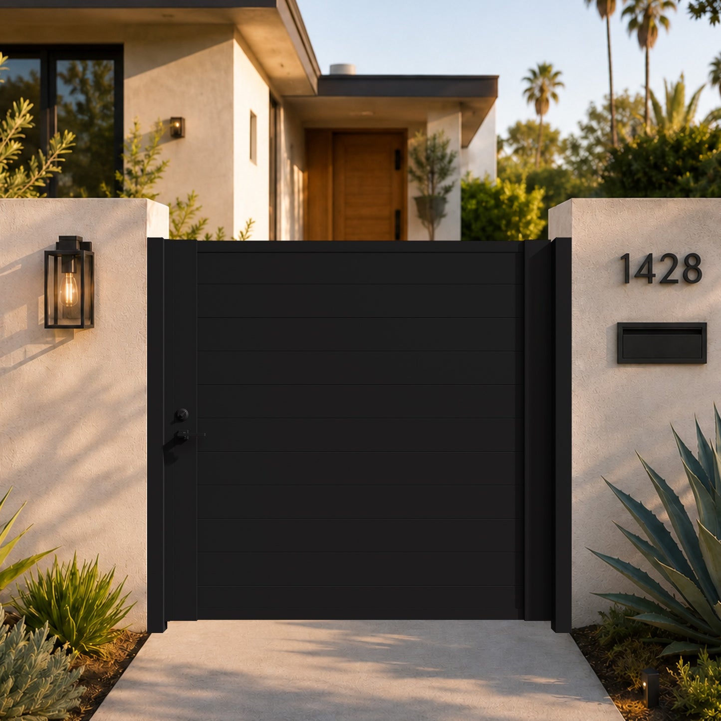 Alu 60 T&G DIY Pedestrian Gate 6x6 ft Black (With Background) v2