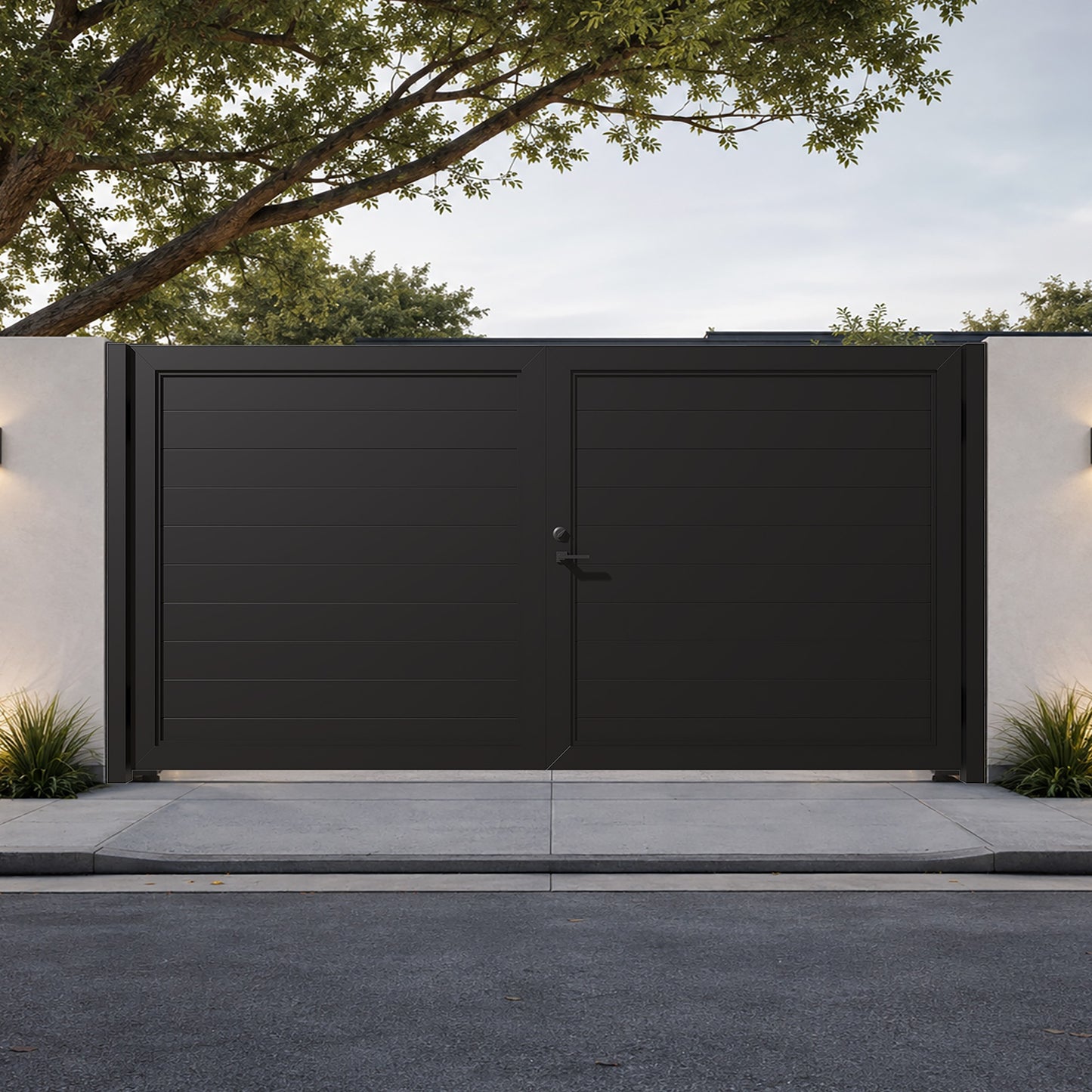 Alu 60 T&G HD 12x6 Pedestrian Gate 3D Double Swing Black