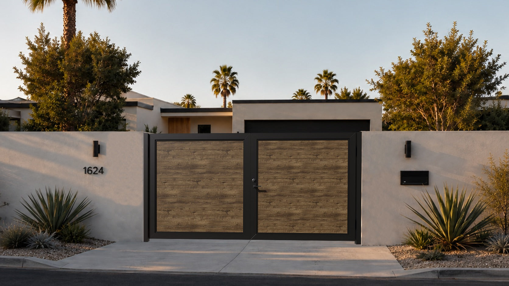 Alu 60 T&G HD 12x6 Pedestrian Gate Wood like (Horizontal)