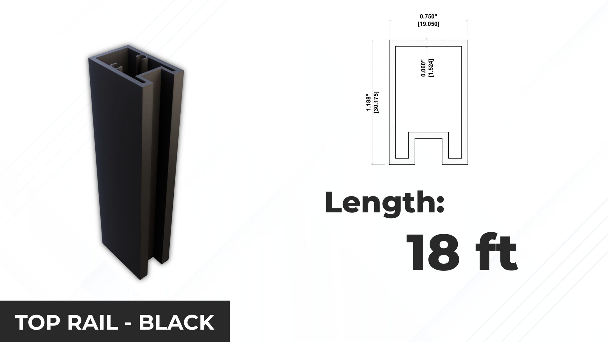 TOP RAIL BL 18ft
